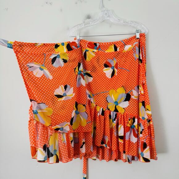 Cabi Orange Polka Dotted Floral Asymmetrical Skirt Women’s Size L - Picture 6 of 7